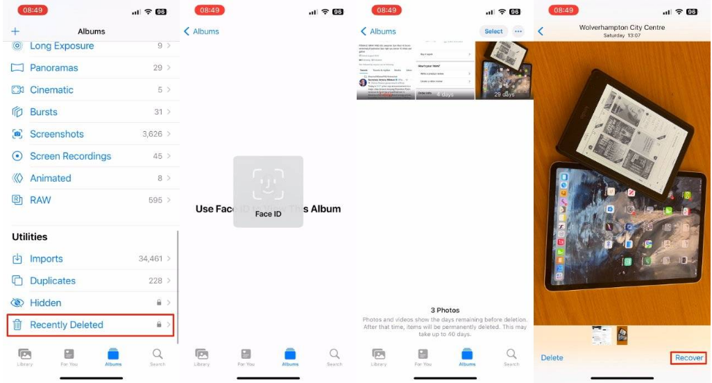 前郭苹果14维修分享 iPhone14 上恢复已删除的照片 