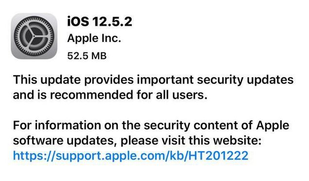 前郭苹果手机维修分享iOS12.5.2发布，建议所有老苹果用户安装 
